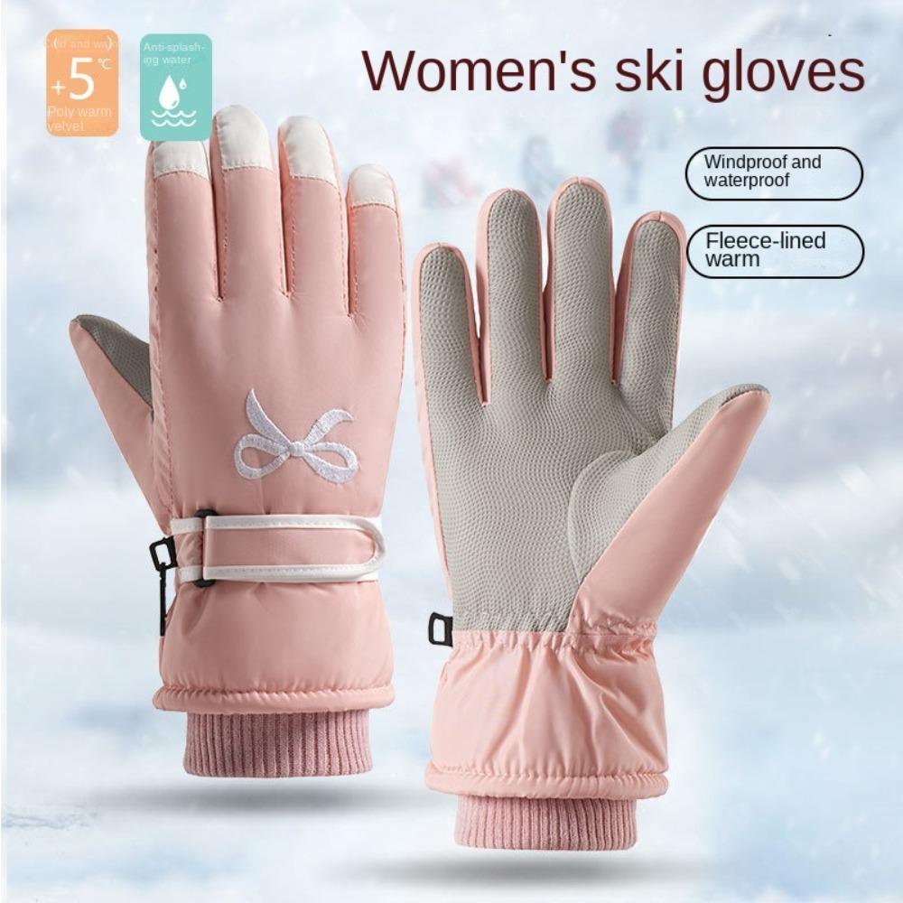 Velvet Cycling Skiing Gloves Touch-Screen Winter Warm Gloves Durable Ski Gloves Snowmobile