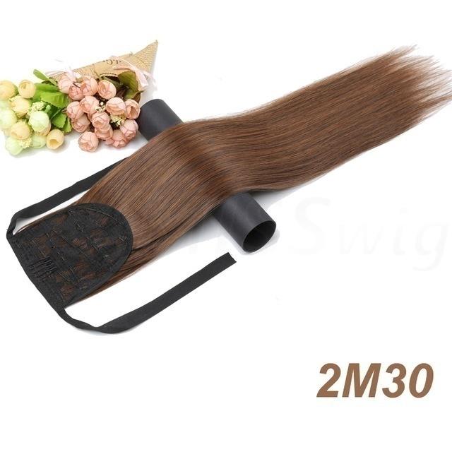 55CM Long Silky Straight Synthetic Drawstring Ponytail Clip In Extension