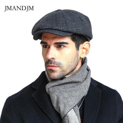 Мужская шляпа Европейская и американская клетчатая восьмиугольная шляпа Кепка Forward Hat Осенняя и зимняя кепка Кепка художника Газетчик