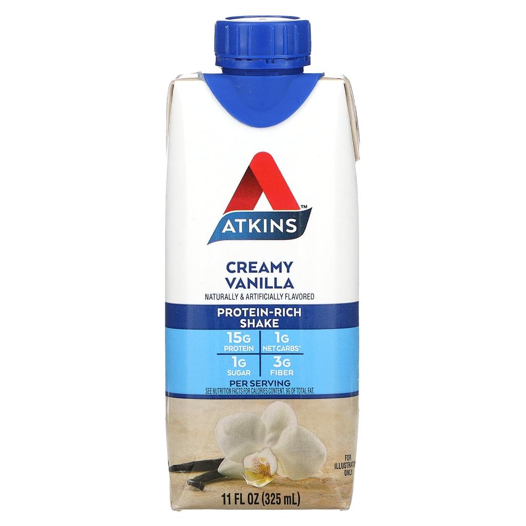 Atkins Protein Rich Shake, French Vanilla, 4 Shakes, 11 Fl Oz (325 Ml) Each