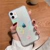 Fashion Gradient Laser Love Heart Leaf Pattern Case For iPhone 13 11 12 14 15 Pro Max X XS XR 7 8 Plus SE 2020 Clear Cover With Hearts