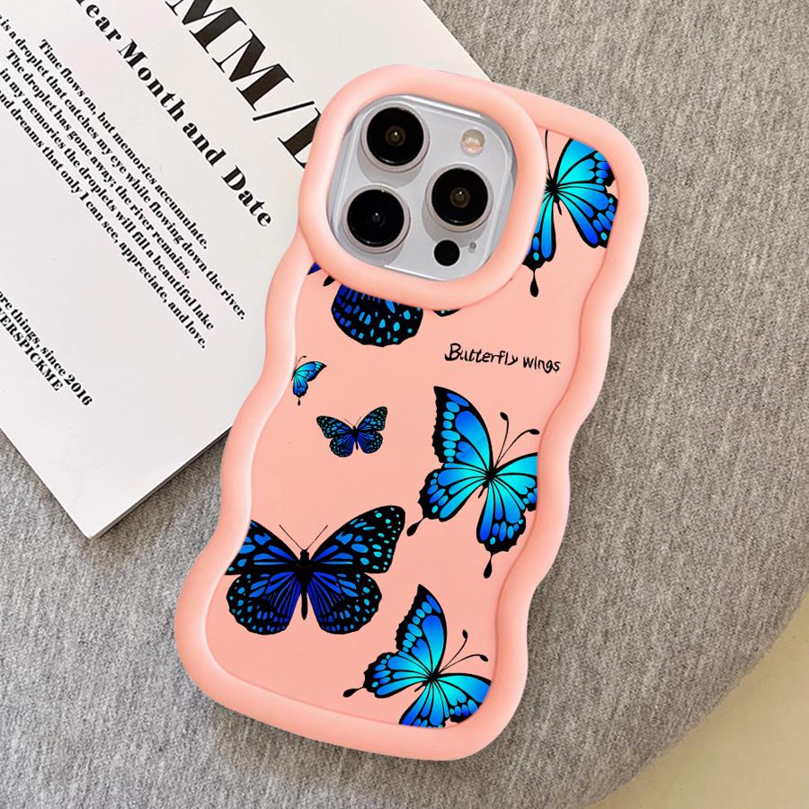 Case for iPhone XR 16 Pro Max 13 8 15 Plus 14 11 12 17 Air Soft Phone Cover Blue Butterfly