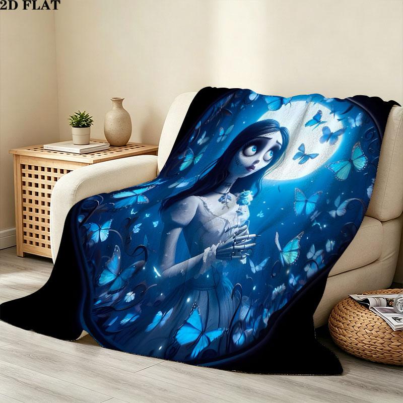 1PC Corpse Bride Patterned Flannel Blanket Suitable For All Seasons For Home Decor Warmth And Comfort Gifts Holiday Present