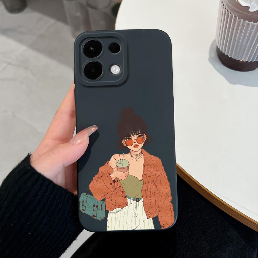 Для Oppo Realme 5 6 7 8 9 10 Pro Plus K12 A5 A5X чехлы для телефонов Sweet Girl Patterns Liquid Silicone Advanced Anti Slip Protective Shell для корпуса Oppo