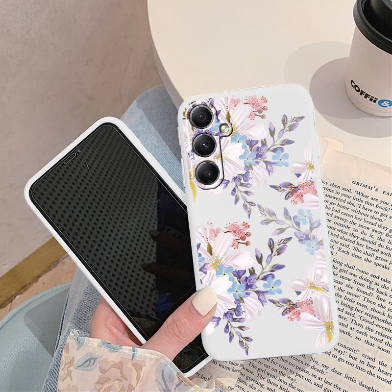 Мягкий силиконовый чехол с цветочным узором для Xiaomi Redmi Note 13 Pro 13C Samsung A55 M35 S24 iPhone Huawei Honor Realme Camera Защитный противоударный чехол