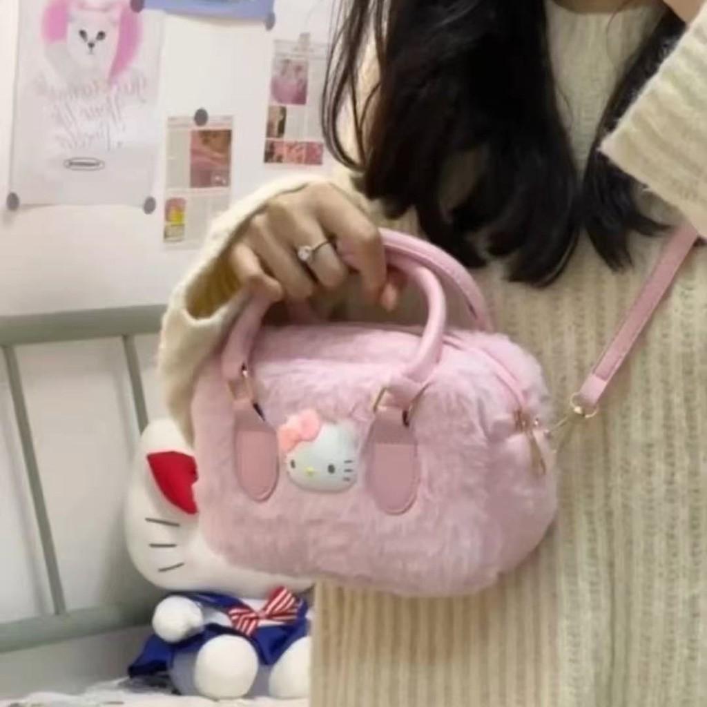 Плюшевая сумка-сумочка Hello Kitty с застежкой-молнией для повседневных путешествий и ежедневного использования