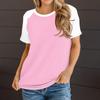 Женская летняя повседневная цветная свободная футболка с круглым вырезом и рукавами реглан с короткими рукавами