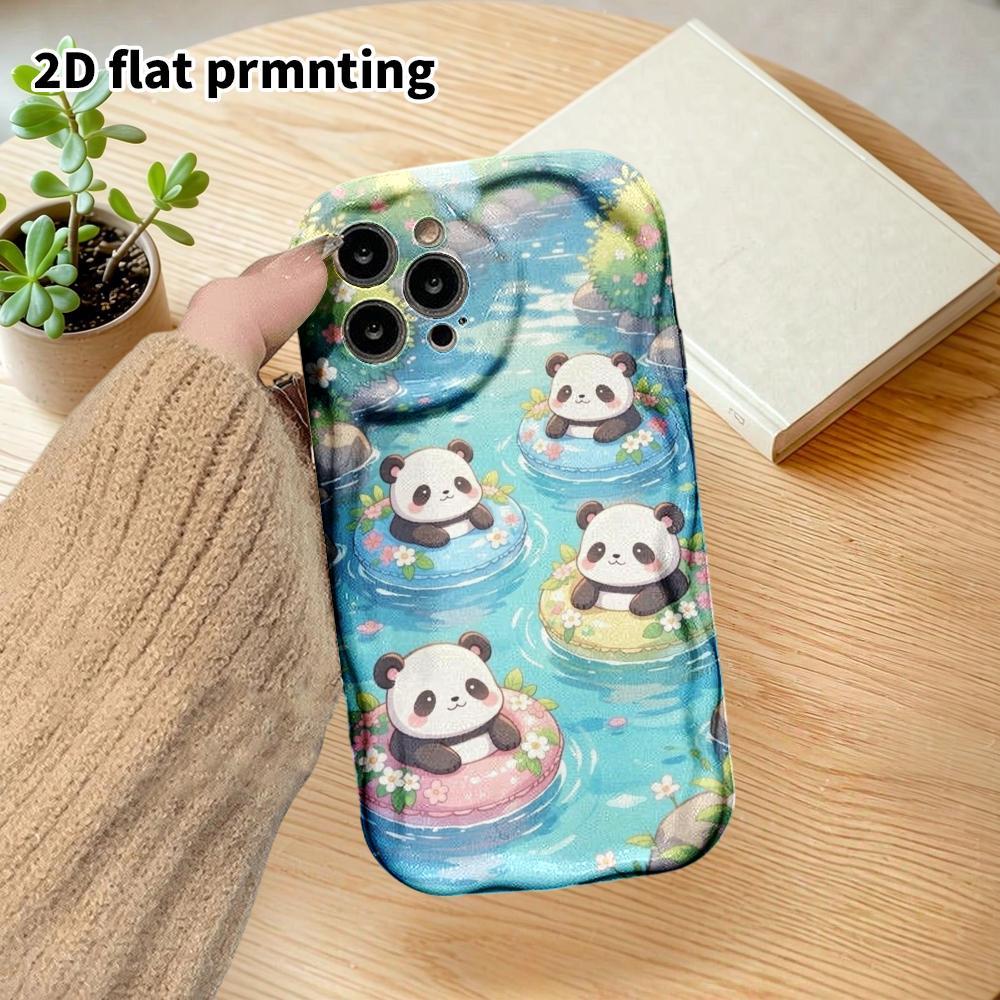 Phone Case: 2D flat design suitable for iPhone 18 17 16 15 14 13 Pro film protection case, couple style, panda group, Christmas and Halloween gifts