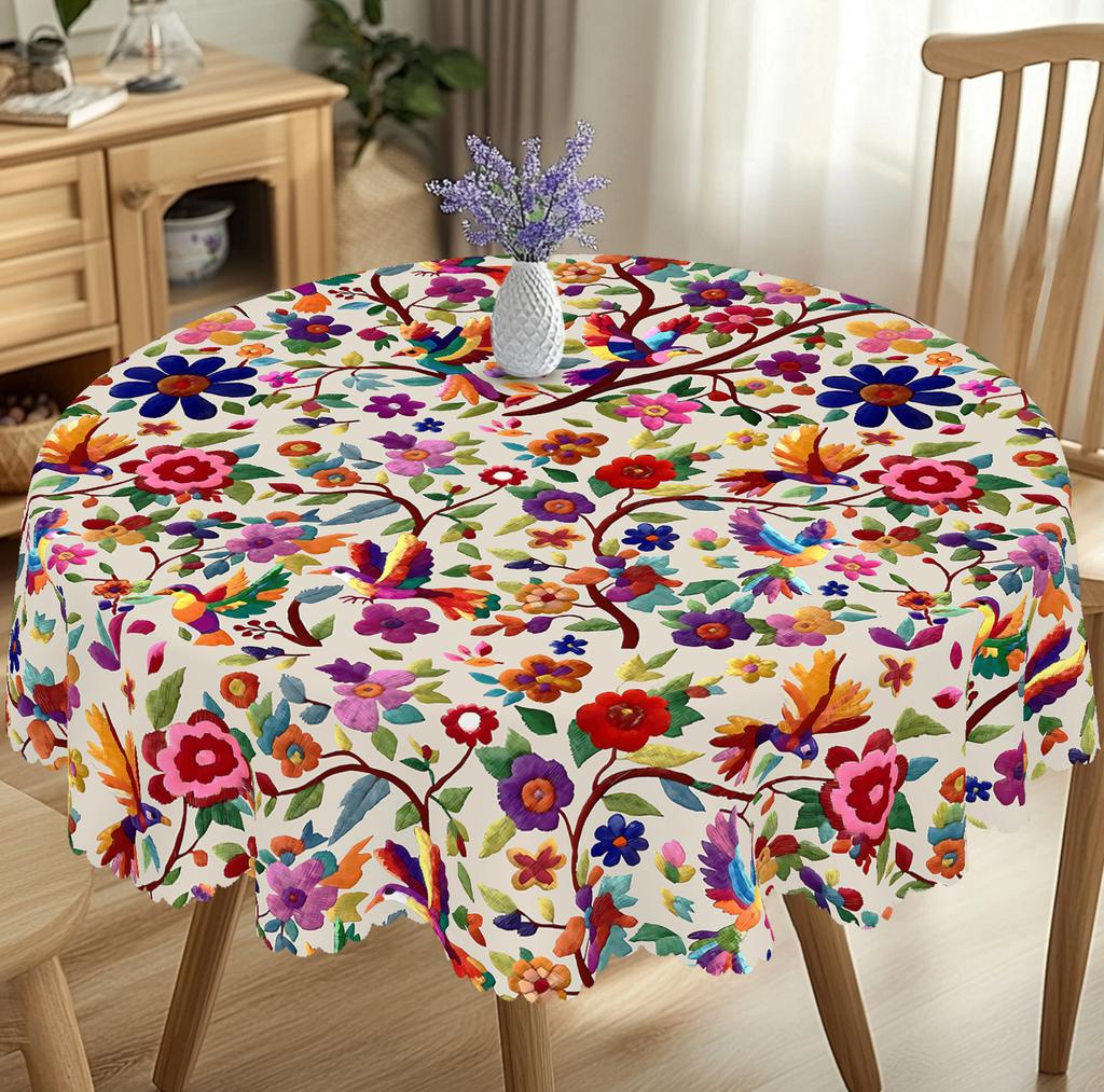 1 Piece Of Mexican-Style Tablecloth, Cinco De Mayo Party Decoration, Mexican Cinco De Mayo Decorative Tablecloth With Bright And Colorful Floral And B