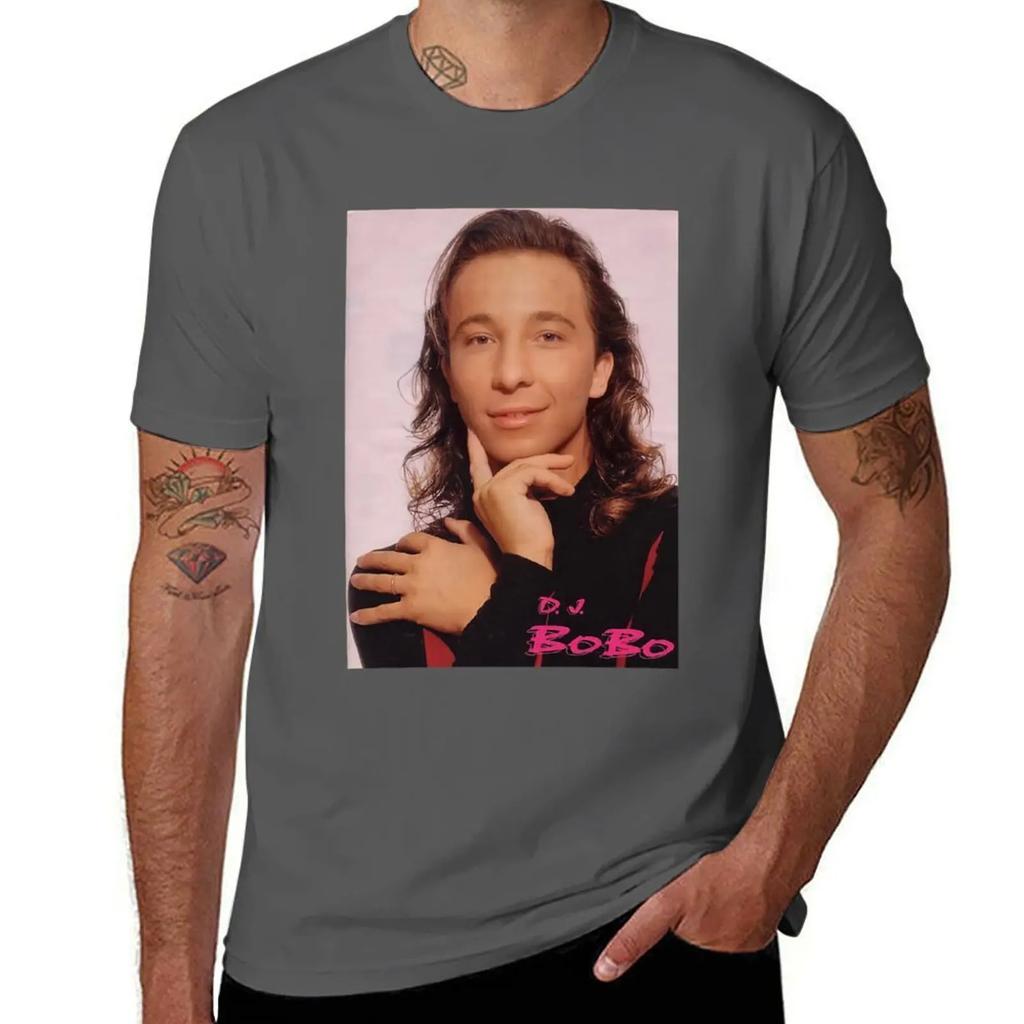 DJ BOBO T-Shirt Short sleeve tee blue archive mens big and tall t shirts