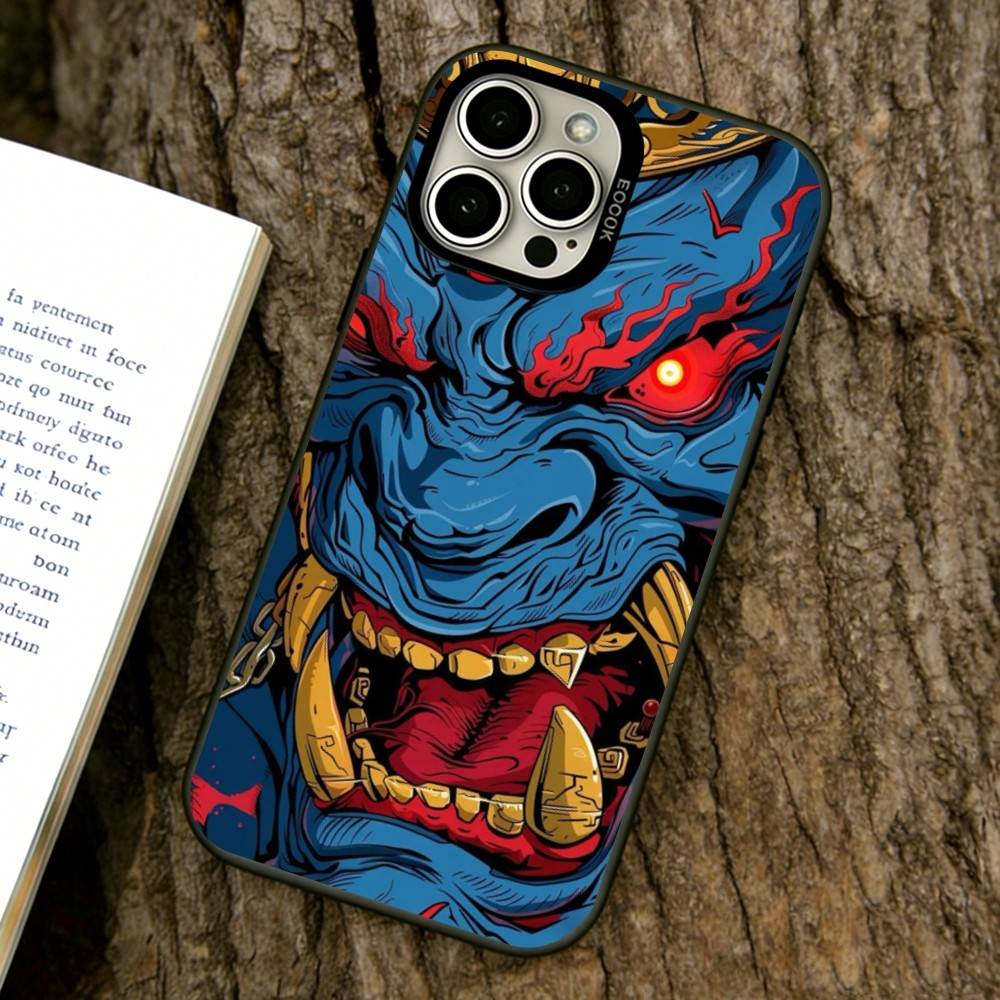 Hannya Mask Phone Case For iPhone 17,16,15,14,13,12,11 Plus,Pro Max,XS,Colorful Silver Black Cover