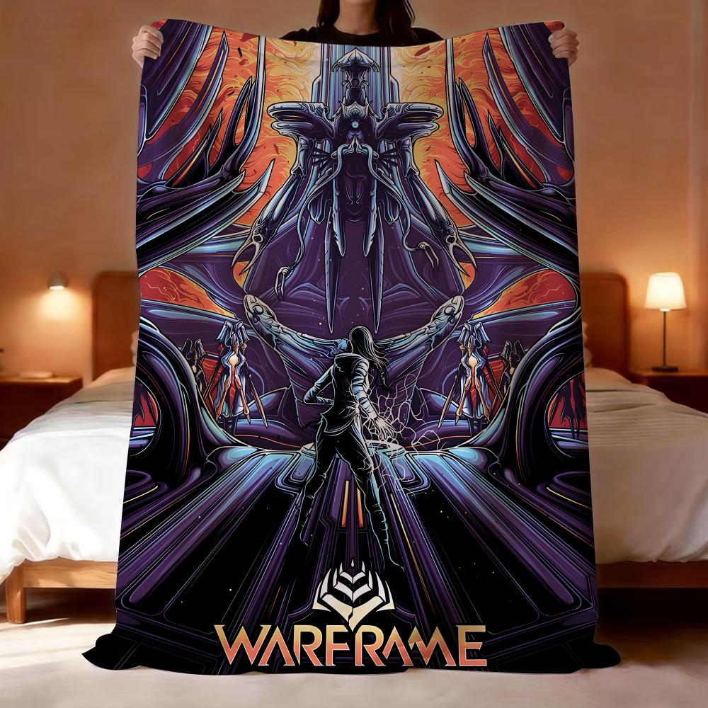 Popular Games Warframe Throw Lightweight 240g Flannel Blanket Soft Skin-friendly for Summer Cooling