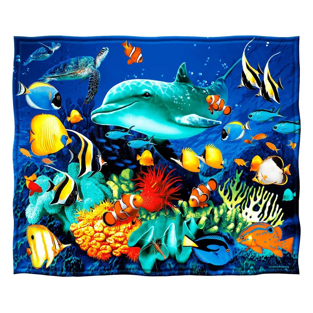 Dolphin Throw Blanket, Soft for Girl Kid Teens Adults, Fleece Cute Warm Cozy Bed Crib or Couch