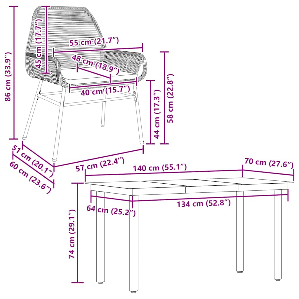 5 Piece Outdoor Dining Set with Cushions Brown Poly Rattan Glass Table