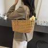 Летняя плетёная пляжная сумка с вырезами 2025 года для женщин, модная корзина, многоразовые сумки для покупок, дизайнерская плетеная сумка, сумка для отпуска, Черная Bolso