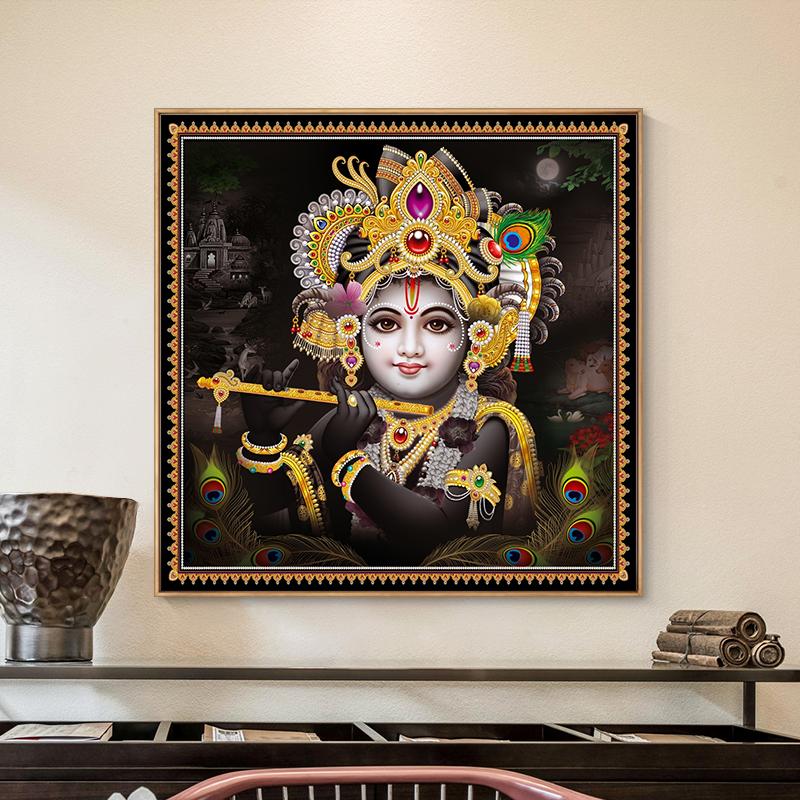 Lord Bal Krishna Hindu God Canvas Painting Religious Hinduism Posters and Prints Wall Art for Home Decoration Cuadros Wall Art