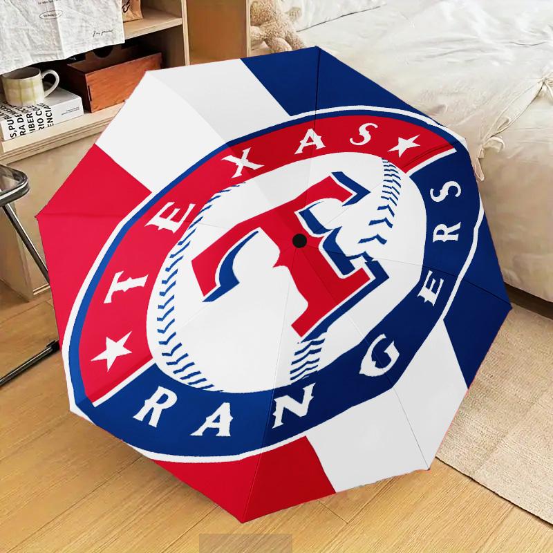 Baseball Rangers Map Umbrella Folding umbrella, automatic umbrella 8-Frame for Travel, camping Use Gift for Halloween Christmas