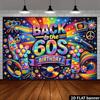 2D Peace Symbol 60s Birthday Background Cloth Neon Lava Lamp Vinyl Record Player Microphone Peace Symbol TV Decoration