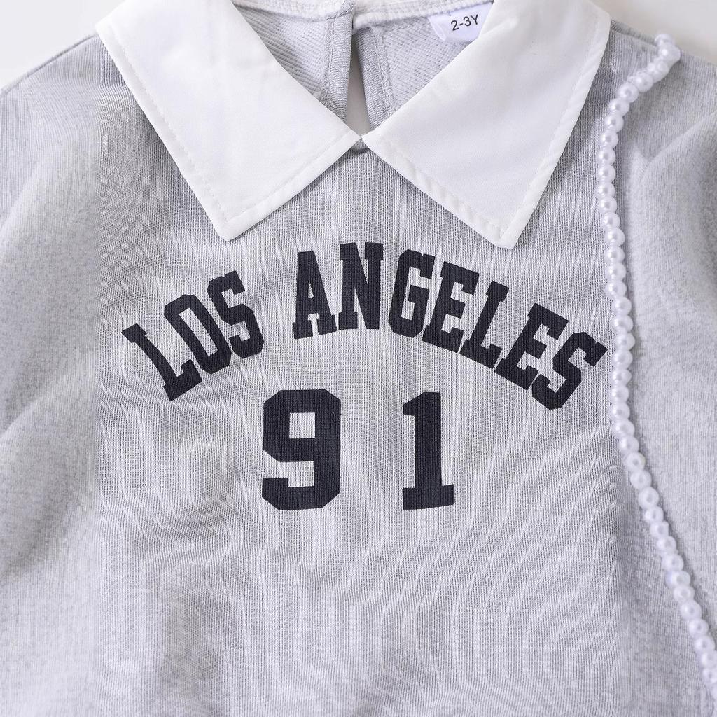 Комплекты для девочек Весна/Лето Детская толстовка с длинными рукавами с буквенно-цифровым принтом + плиссированная юбка