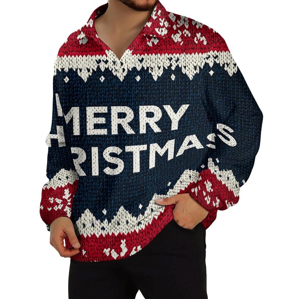 Men's Casual Collared Long-Sleeve Knit Base Layer Top