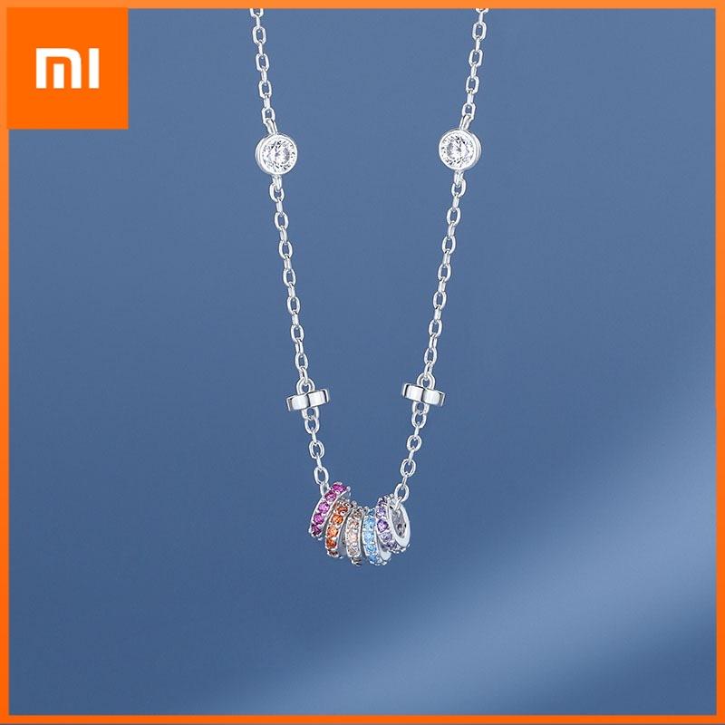 Xiaomi S925 Sterling Silver Necklaces For Women Simple Chain Fashion Minimalist Pendant Necklaces Rainbow Shape Birthday Gift