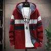 Men Sweaters Coats Winter Fleece Knitted Sweater Jacket Warm Zipper Wool Hooded Cardigan