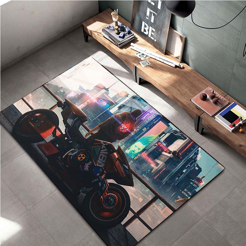 15 размеров Игровой ковер Cyberpunk-2O77, Ковер для гостиной, спальни, дивана, придверный коврик, украшение для дома, детский нескользящий коврик для пола