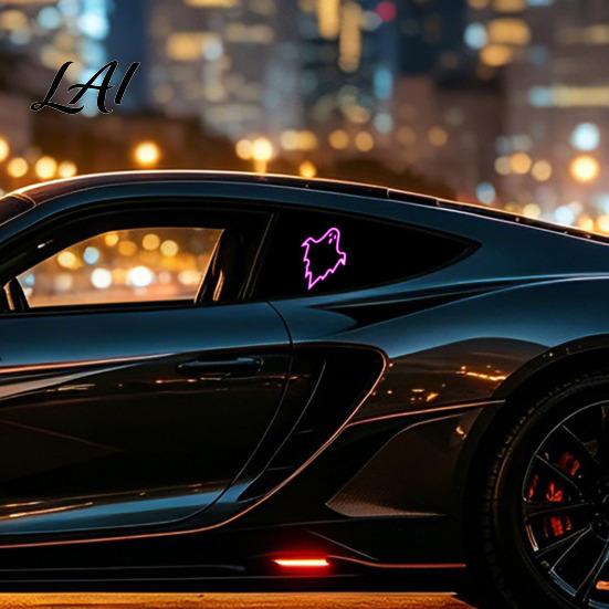 Ghost Shape Window Decorations Solar Car LED Light USB Wireless Animated Warning Lights for Windshield And Auto Display Rear Window 6 Modes Suction