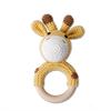 Mamimami Home Toy Rattle Giraffe with Bell Container Brain Development Plush Animal Rattle Wooden Beechwood Crochet Toy for Newborn Baby Shower Gift