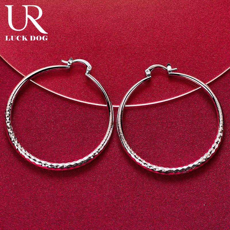 Серьги для пирсинга из стерлингового серебра 925 пробы, круглые, 50 мм, с текстурой дерева, модные свадебные украшения