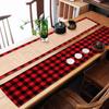 Black Red Table Runner Handmade Plaid For Family Dinner, Outdoor Or Indoor Parties Thanksgiving Christmas Gathering Party Decor