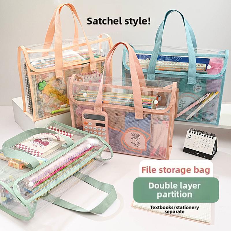 1 Портативная прозрачная водонепроницаемая папка большой вместимости для ручного ношения, расширяемая сумка для хранения файлов, самоклеящийся файл-пакет из ПВХ