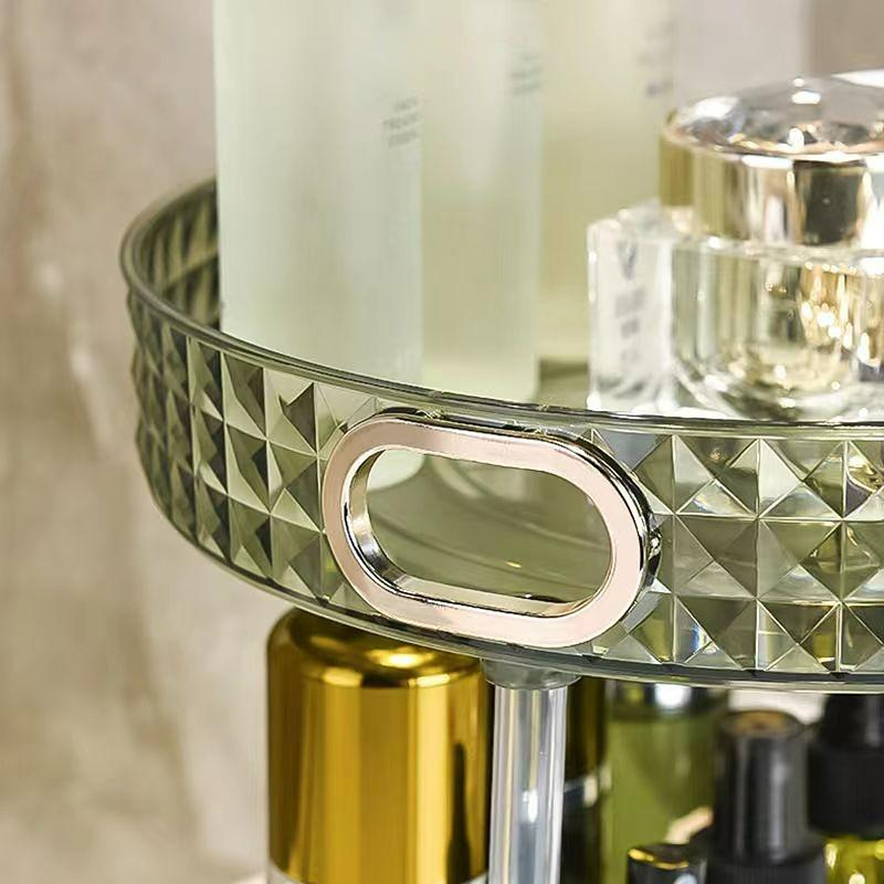 Light Luxury Dresser Cosmetics Rotary Storage Shelf Box Toilet Table Top Perfume Skin Care Products Shelf Tray