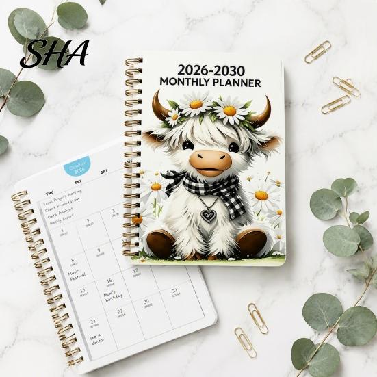 Academic Planner for School 2026?2030 5?Year Monthly Planner, Cute Highland Cow Cover Calendar Notebook, Office Schedule Organizer Deadlines
