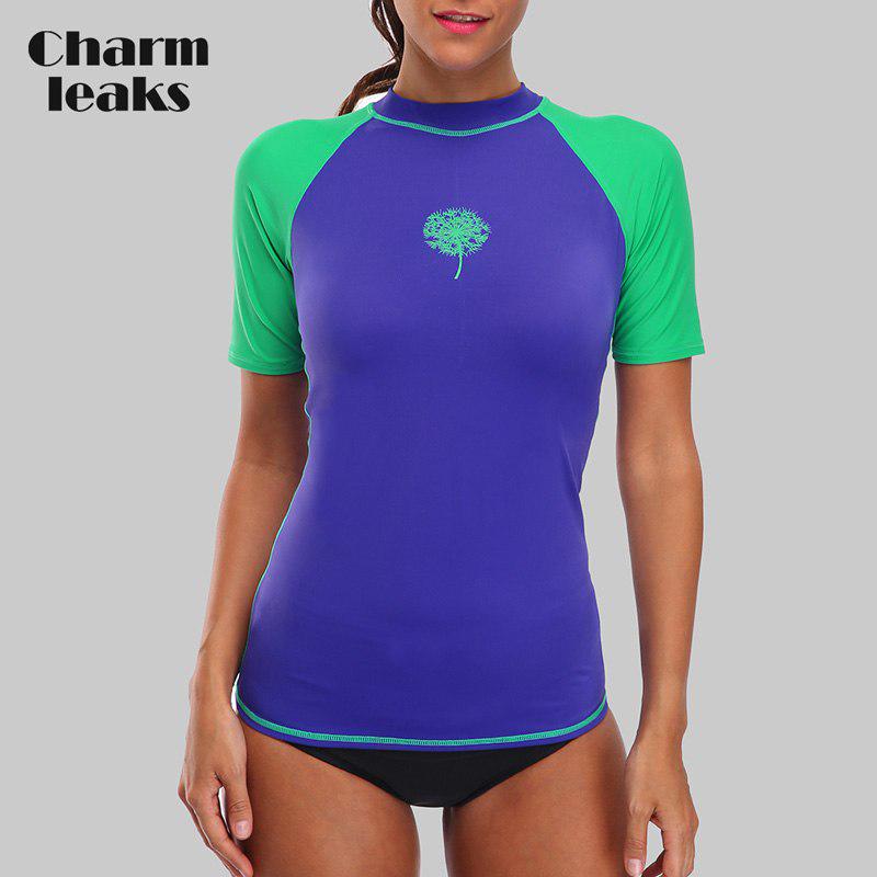 Женский Рашгард CharmLeaks с короткими рукавами и УФ-защитой, футболка, рубашка-танкини, топ-рашгард
