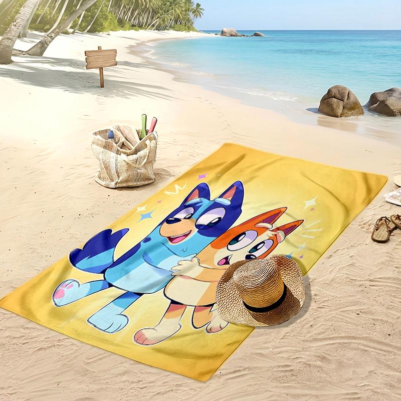 bluey cartoon Printed Quick Dry Beach Towel Super Absorbent Soft Lightweight Bath Towel for Pool Summer Travel