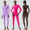 Women Gym Running Suit Solid Color One Piece Yoga Set Buttery Soft Slim Fit Jumpsuit Long Sleeve Sportswear Workout Clothes