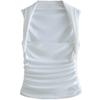 European and American Summer New Women Clothes Neck Collar Sleeveless Slim Fit Short Pleat Knit Vest Top 2694636