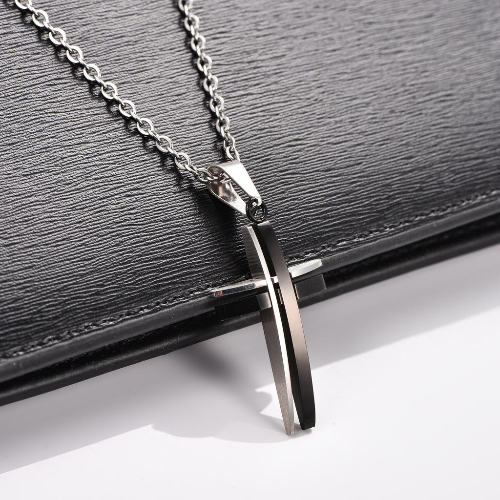 Stainless Steel Hollow Cross Necklace Pendant for Women Men Christian Charms Chain Metal Faith Prayer Jewelry Making Accessories
