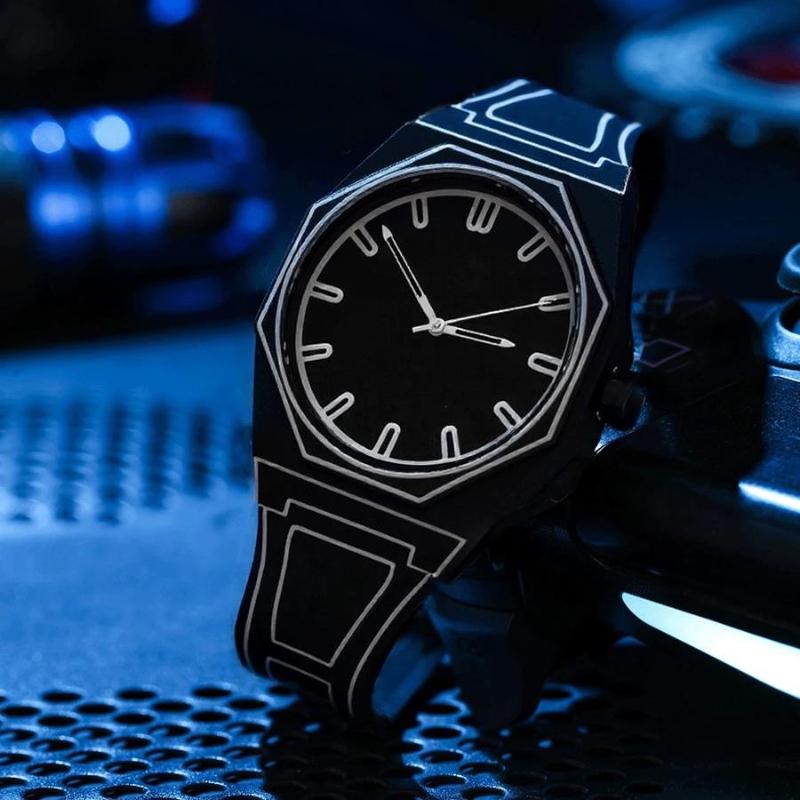 Unique 2D Cartoon Line Drawing Men Watch Simple Dial Silicone Strap Casual Fashion Unisex Quartz Watch Trendy Student Clock Gift