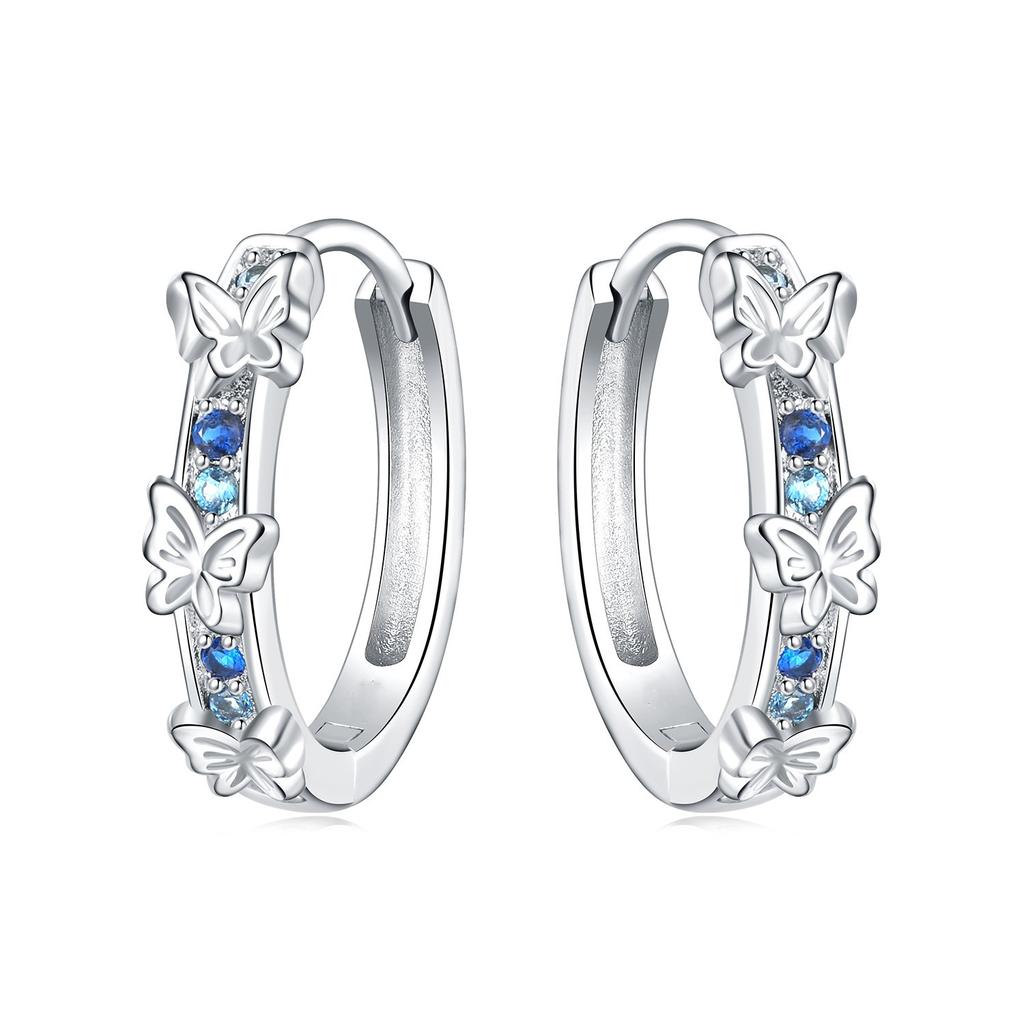 S925 Silver Exquisite Butterfly Hoop Earrings With Sparkling Zircon Dragonfly Design Elegant And Versatile Accessory