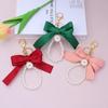 Handmade Bowknot Keychains Fabric Ribbon Headphone Case Accessories Creative Pearl Bow Keychain