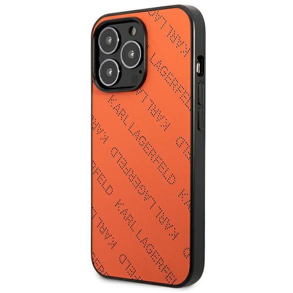 Etui do iPhone 13 Pro Max Karl Lagerfeld Perforated Pomarańczowe