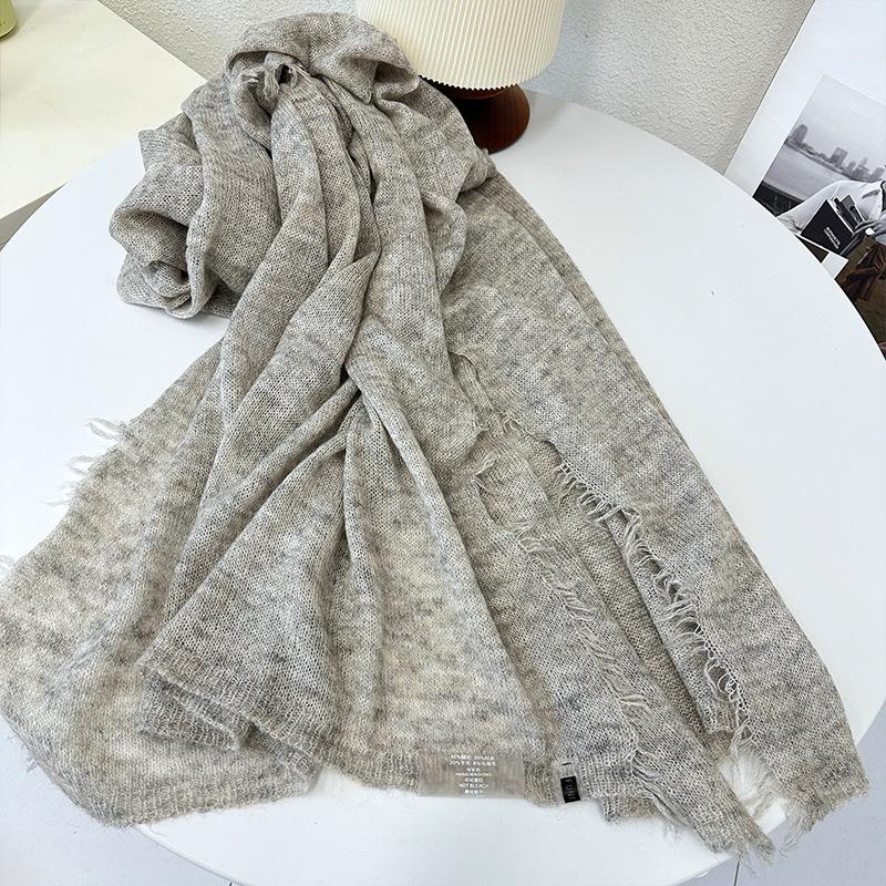 Autumn and Winter New Simple Warm Wool Scarf Shawl Men and Women Versatile Solid Color Wool Mohair Scarf