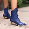 Fashion Lace-up Ankle Boots For Women 2024 Winter Autumn Blue Silver Red White Short Boot Party Shoes Female Elegant Large Size 45 48