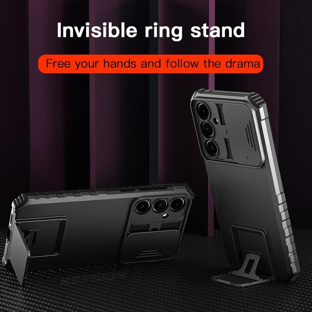 Противоударный бронированный жесткий чехол для Samsung A55 5G A35 A25 161 A15 A05, защита объектива слайд-камеры, чехол для телефона с подставкой для Galaxy A05S A 55 35