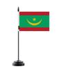 Drapeau De Table - Mauritanie - 14 X 21 Cm - Polyester - Mât En Plastique - Impression Recto/Verso
