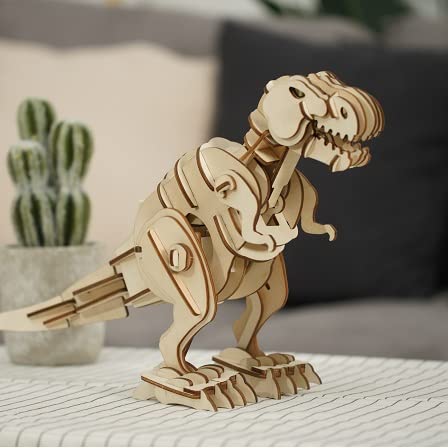 Tsukurundesu® Battery-Operated 3D Wooden Puzzle Dinosaur Series (Large Tyrannosaurus) with Japanese Instructions