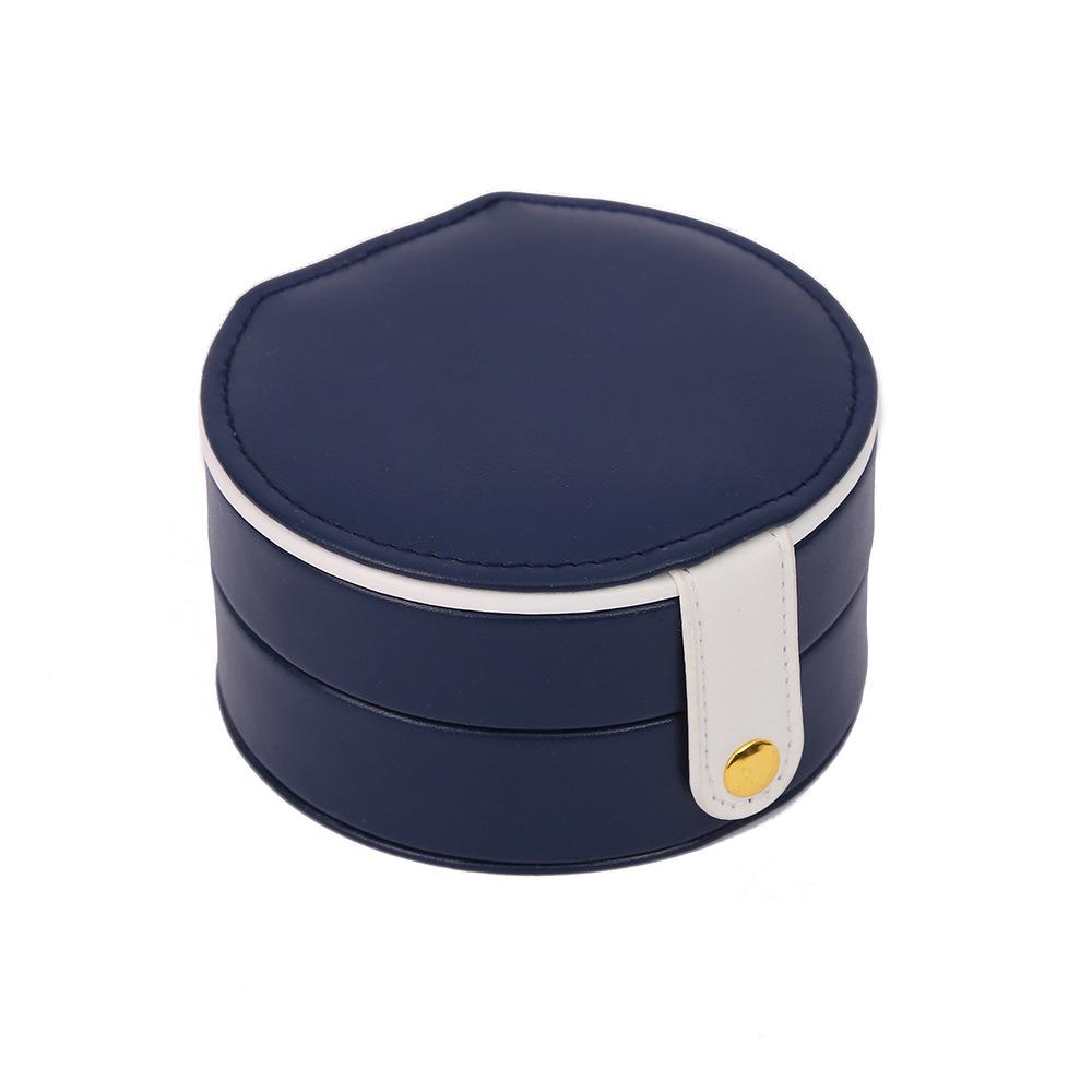 Travel Organizer Case White Round Jewelry Storage Box Ear Studs Necklace Ring Box Waterproof Double Layer Flannel With Mirror