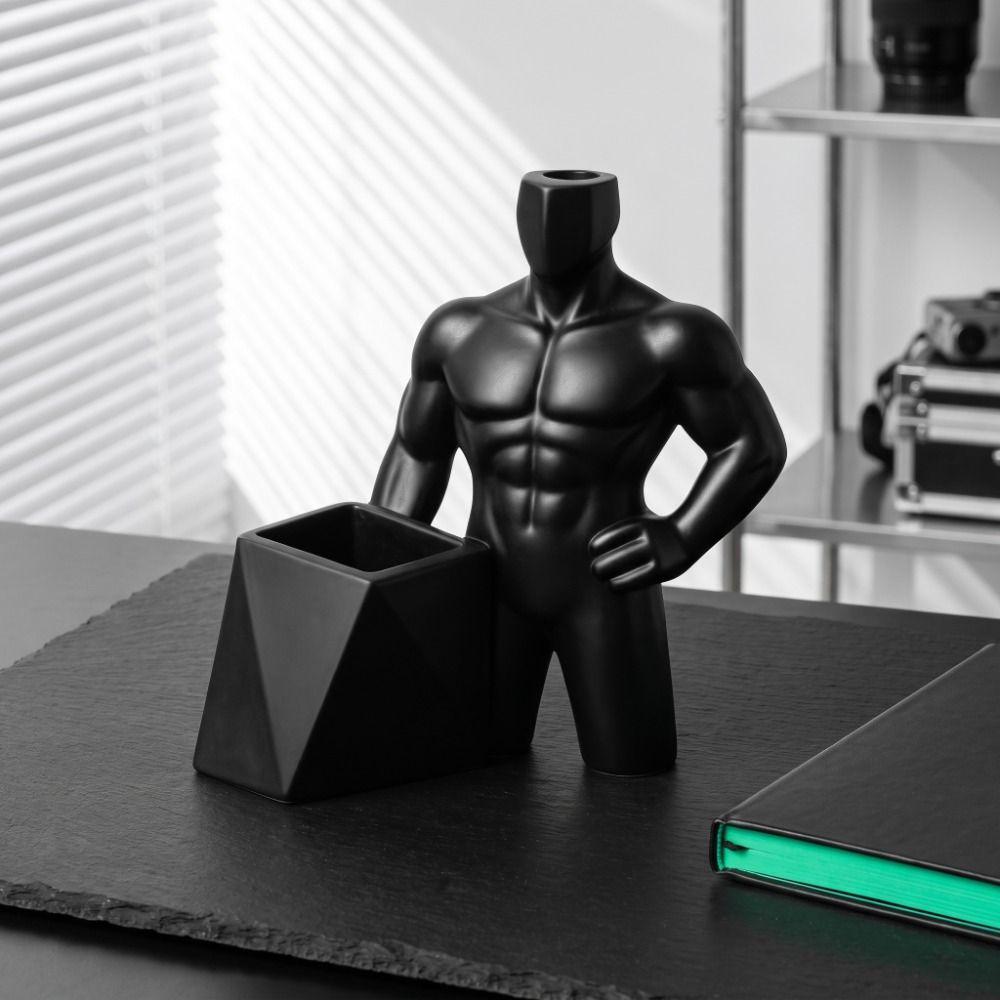 Ornaments Figurine Pen Holder 3D Printed Storage Box Personality Muscular Male Figurine Student